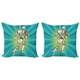 thumbnail image 1 of Ambesonne Space Throw Pillow Cover 2 Pack, Astronaut Athlete Sports, 18", Teal Multicolor, 1 of 2
