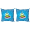 thumbnail image 1 of Ambesonne Space Throw Pillow Cover 2 Pack, Comic UFO and Alien, 16", Multicolor, 1 of 2