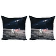 thumbnail image 1 of Ambesonne Space Throw Pillow Cover 2 Pack, Milky Way American Flag, 24", Brown Blue, 1 of 2