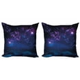 thumbnail image 1 of Ambesonne Space Throw Pillow Cover 2 Pack, Milky Way Themed Stars, 18", Magenta Blue, 1 of 7