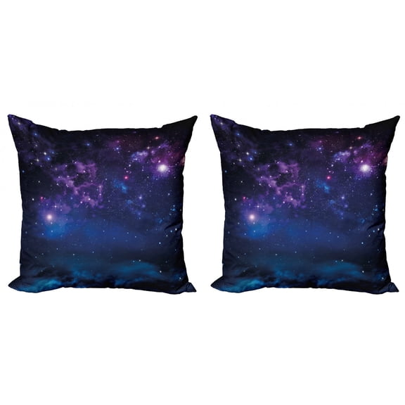 Ambesonne Space Throw Pillow Cover 2 Pack, Milky Way Themed Stars, 20", Magenta Blue