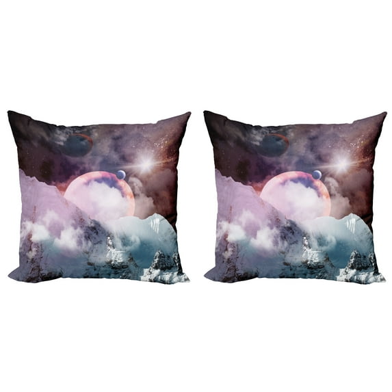 Ambesonne Space Throw Pillow Cover 2 Pack, Scenery Art, 18", Dried Rose Pale Pink