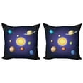 thumbnail image 1 of Ambesonne Space Throw Pillow Cover 2 Pack, Solar System with Planets, 18", Multicolor, 1 of 5