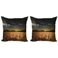 thumbnail image 1 of Ambesonne Space Throw Pillow Cover 2 Pack, Star Clusters in Twilight, 16", Tan Grey, 1 of 2