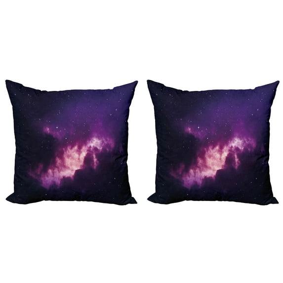 Ambesonne Space Throw Pillow Cover 2 Pack, Stars Dark Night Sky, 16", Purple