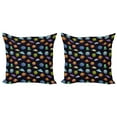 thumbnail image 1 of Ambesonne Space Throw Pillow Cover 2 Pack, UFOs and Abstract Planet, 24", Multicolor, 1 of 2