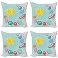 thumbnail image 1 of Ambesonne Space Throw Pillow Cover 4 Pack, Cartoon Sun Planets, 24", Multicolor, 1 of 7