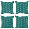 thumbnail image 1 of Ambesonne Space Throw Pillow Cover 4 Pack, Foxes Cats Cosmonauts, 20", Turquoise Beige Marigold, 1 of 2