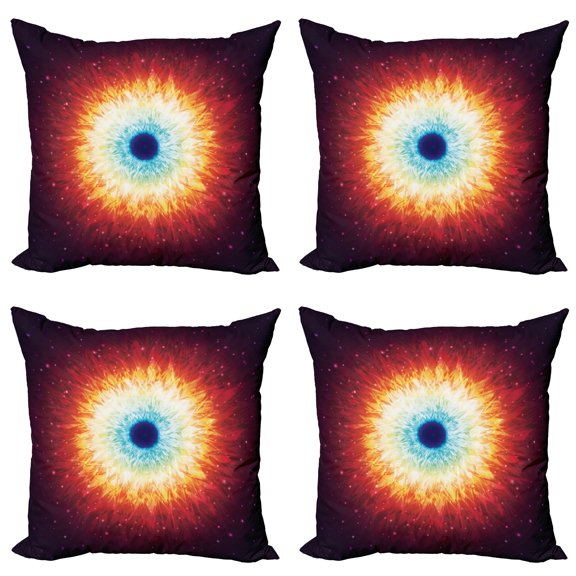 Ambesonne Space Throw Pillow Cover 4 Pack, Galaxy with Stars, 24", Orange Blue