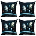 thumbnail image 1 of Ambesonne Space Throw Pillow Cover 4 Pack, Planets of the Solar System, 18", Multicolor, 1 of 5
