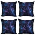 thumbnail image 1 of Ambesonne Space Throw Pillow Cover 4 Pack, Sky with Star, 16", Dark Purple and Blue, 1 of 7
