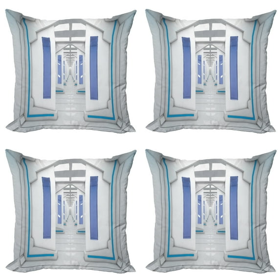 Ambesonne Space Throw Pillow Cover 4 Pack, Solar System Milky Way, 24", Blue White