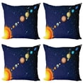 thumbnail image 1 of Ambesonne Space Throw Pillow Cover 4 Pack, Solar System with Sun, 16", Dark Blue Orange, 1 of 6