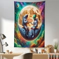 thumbnail image 1 of Ambesonne Space Wall Hanging Tapestry, Funny Pizza Astronaut Friends, 30"x45", Jade Green Amber Purple, 1 of 3