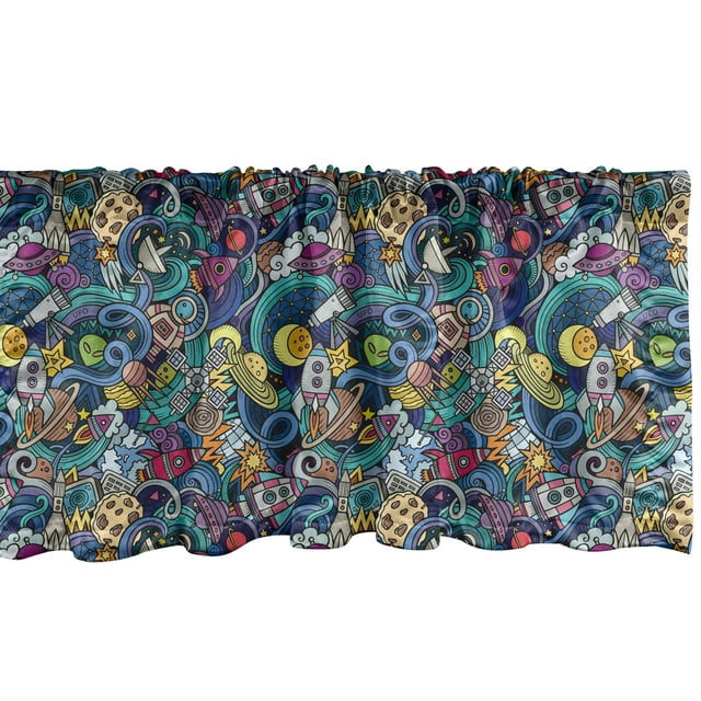 Ambesonne Space Window Valance, Science Fiction Image, 54" X 18", Multicolor