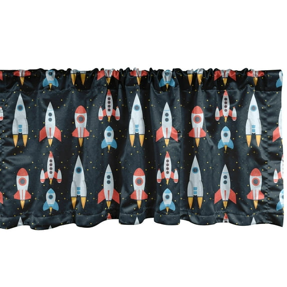 Ambesonne Space Window Valance, Varieties of Space Rockets, 54" X 18", Multicolor