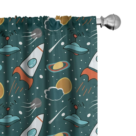 Ambesonne Spaceship Curtains, Outer Space Nebula, Pair of 28"x95", Multicolor