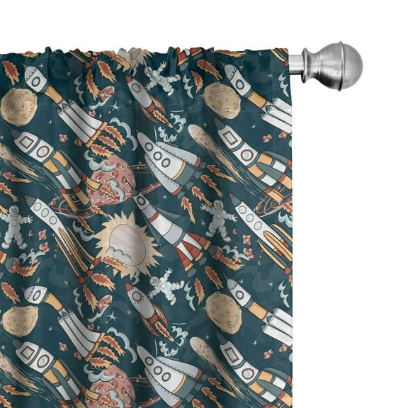 Ambesonne Spaceship Curtains, Space Exploration, Pair of 28"x95", Multicolor