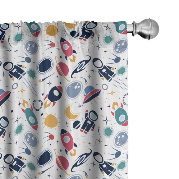 Ambesonne Spaceship Curtains, Space Silhouettes, Pair of 28"x63", Multicolor