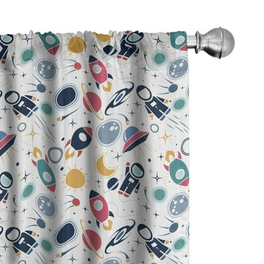 Ambesonne Spaceship Curtains, Space Silhouettes, Pair of 28"x84", Multicolor