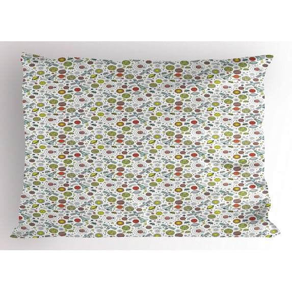 Ambesonne Spaceship Pillow Sham, Colorful Cosmos Moon, 26" X 20", Multicolor