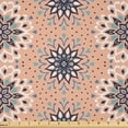 thumbnail image 1 of Ambesonne Spanish Fabric by the Yard Microfiber, Folk Ethnic Flowers Art, 5 Yards, Peach Blue Grey and Pale Teal, 1 of 2