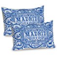 thumbnail image 1 of Ambesonne Spanish Pillow Sham 2 Pack, Madrid Calligraphy Tile, 26"x20", Navy Blue White Eggshell, 1 of 3