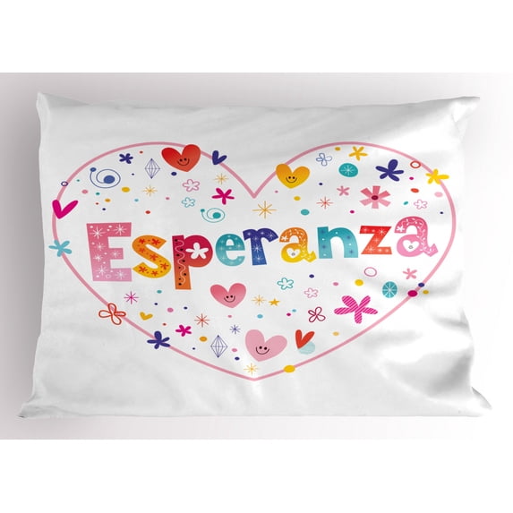 Ambesonne Spanish Pillow Sham, Esperanza Girls Name, 26" X 20", Multicolor