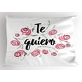 thumbnail image 1 of Ambesonne Spanish Pillow Sham, Te Quiero Rose Flower, 26" X 20", Pink Black White, 1 of 2