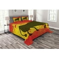 thumbnail image 1 of Ambesonne Spanish Quilted Bedspread Set 3 Pcs, Bull Silhouette on Flag, King Size, Vermilion Yellow Umber, 1 of 3