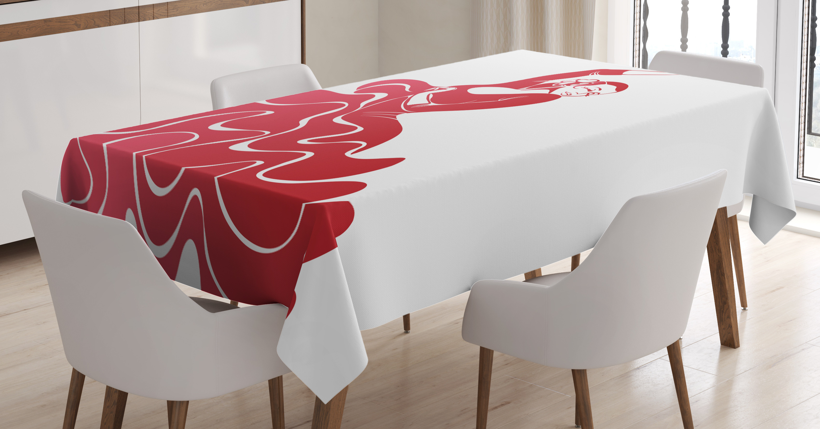 Ambesonne Spanish Tablecloth Rectangular Table Cover, Flamenco Performance, 60"x90", Dark Coral