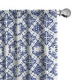 thumbnail image 1 of Ambesonne Spanish Tile Curtains, Folkloric Culture Art, Pair of 28"x84", Indigo and White, 1 of 4