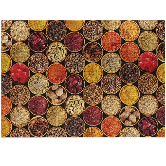 Ambesonne Spice Jigsaw Puzzle Durable Cardboard, Exotic Ingredients in Bowls, 1000 pcs, Multicolor