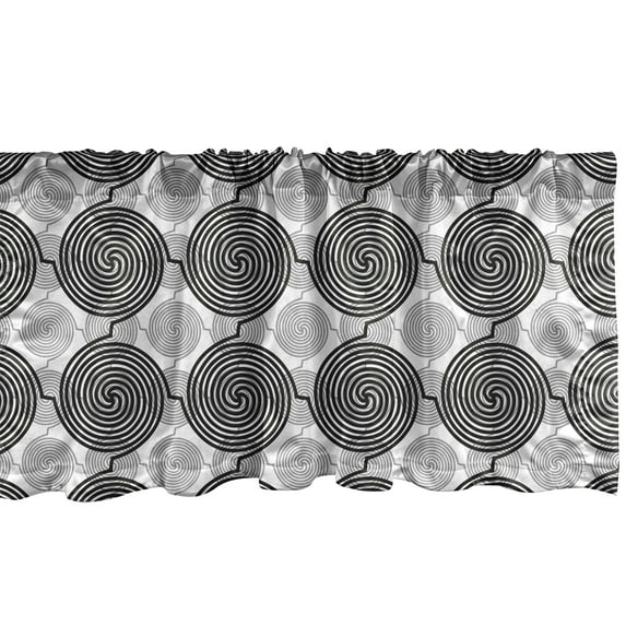 Ambesonne Spiral Valance Pack of 2, Connected Motifs Graphic, 42"X12", White Charcoal Grey