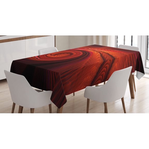 Ambesonne Spires Tablecloth Rectangular Table Cover, Surreal Waves Spiral Art, 60"x84", Red