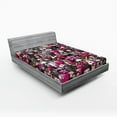 thumbnail image 1 of Ambesonne Spooky Emoji Fitted Sheet, Occult Halloween Print, Queen Size, Magenta Grey Off White, 1 of 3