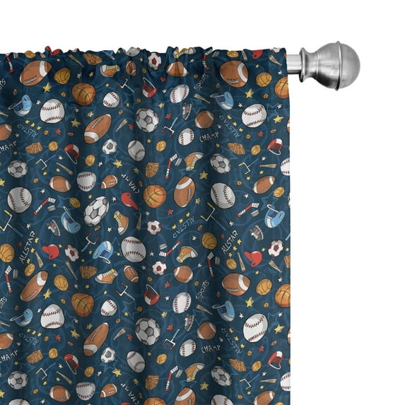 Ambesonne Sport Curtains, Dark Silhouette Backdrop, Pair of 28"x63", Dark Blue Multicolor