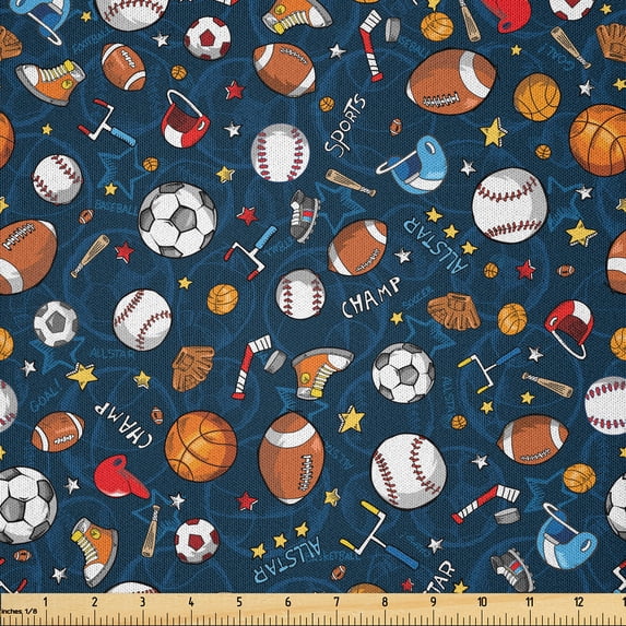 Ambesonne Sport Fabric by the Yard Microfiber, Dark Silhouette Backdrop, 1 Yard, Dark Blue Multicolor