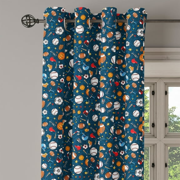 Ambesonne Sport Grommet Curtain Single Panel, Dark Silhouette Backdrop, 50"x60", Dark Blue Multicolor