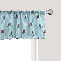 Ambesonne Sport Window Valance, Ice Hockey Pattern Winter, 54" X 18", Blue Red Black