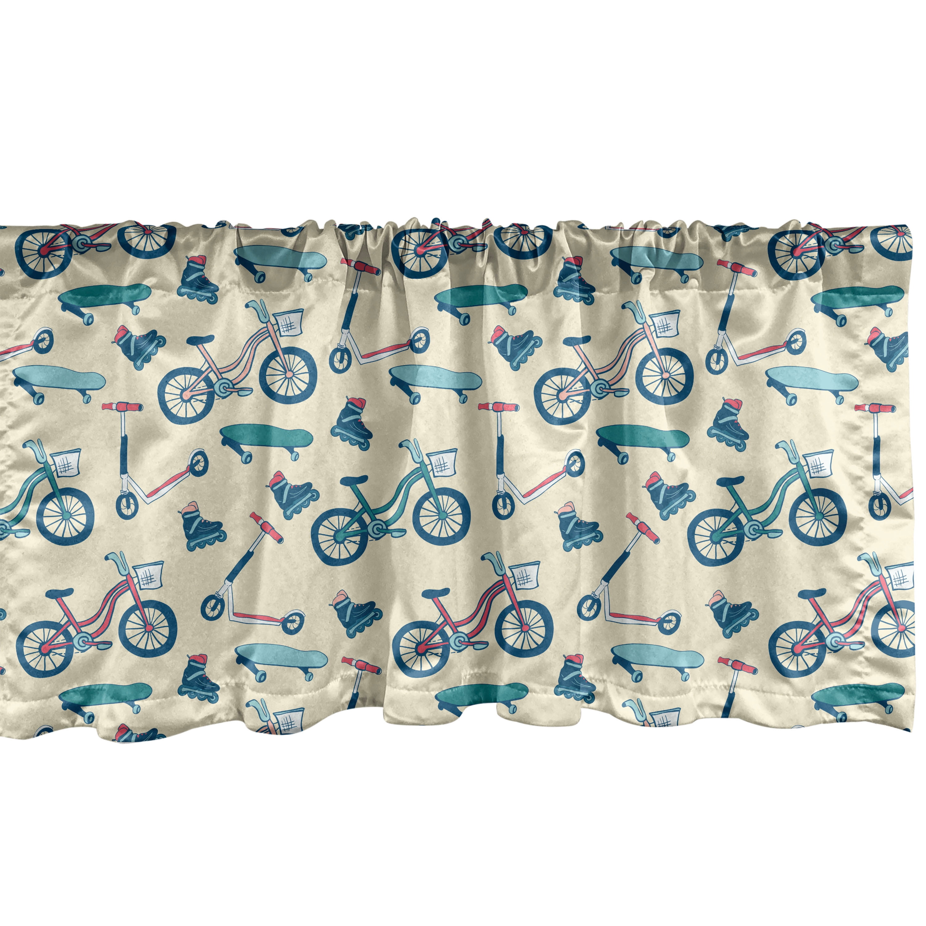 Ambesonne Sport Window Valance, Wheeled Activity Design, 54