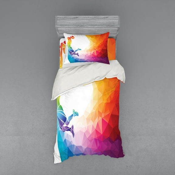 Ambesonne Sports Bedding Set 3 Pcs, Basketball Player Jumps, Twin XL, Multicolor