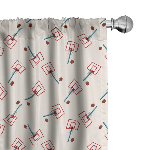 Ambesonne Sports Curtains, Basketball Court, Pair of 28"x95", Blue Vermilion and Brown