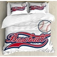thumbnail image 1 of Ambesonne Sports Duvet Cover Set, Baseball Ball Sports Art, 2-Calking, Night Blue Red White, 1 of 3