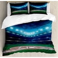 thumbnail image 1 of Ambesonne Sports Duvet Cover Set, Baseball Stadium Night, King, Green Blue, 1 of 6