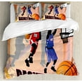 thumbnail image 1 of Ambesonne Sports Duvet Cover Sets, Vintage Basketball Art, 2-Queen, Orange Black, 1 of 7