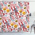 thumbnail image 1 of Ambesonne Sports Emoji Shower Curtain, Faces USA Goal Ball, 69"Wx84"L, Dark Pink White Blue, 1 of 4