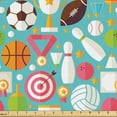 thumbnail image 1 of Ambesonne Sports Fabric by the Yard Upholstery, Football Basketball Pattern, 3 Yards, Dark Seafoam and Pale Ruby, 1 of 5