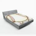 thumbnail image 1 of Ambesonne Sports Fitted Sheet, Baseball Ball Pattern, Queen Size, Cream Red, 1 of 3