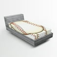 thumbnail image 1 of Ambesonne Sports Fitted Sheet, Baseball Ball Pattern, Twin Size, Cream Red, 1 of 3